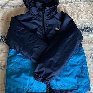 Eddie Bauer Navy and Bright Blue Kids' Hooded Rain Jacket